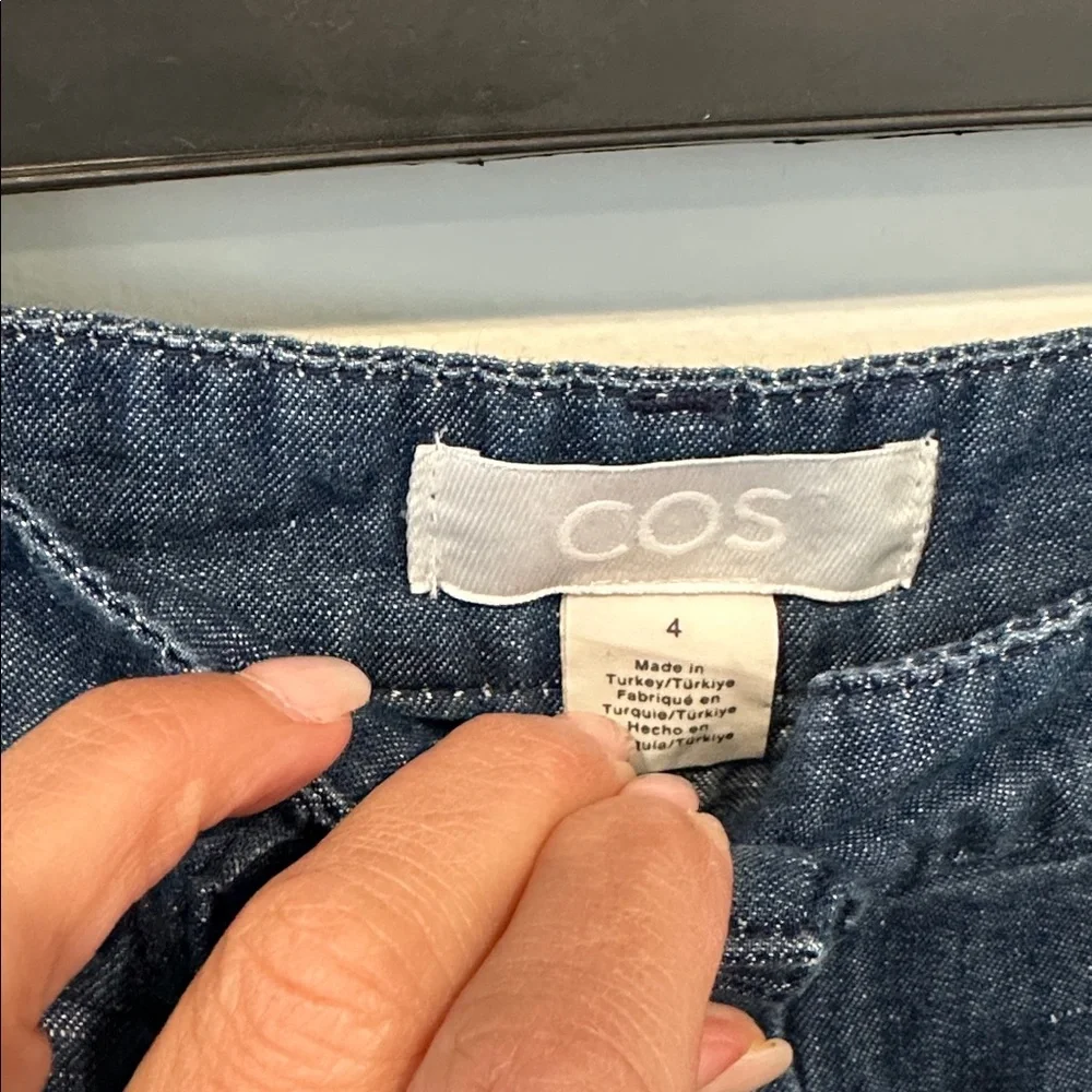 COS blue linen blend wide leg pants size 4